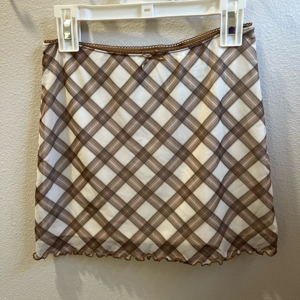 H&M brown and‎ cream mini skirt size XXS